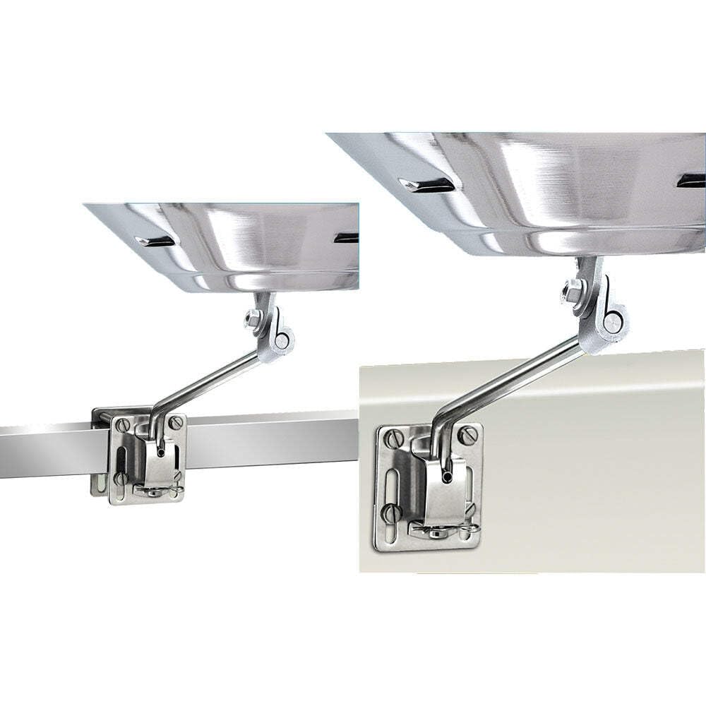 Magma square rail mount for kettle grills secures to rails for quick setup.