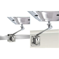 Magma square rail mount for kettle grills secures to rails for quick setup.