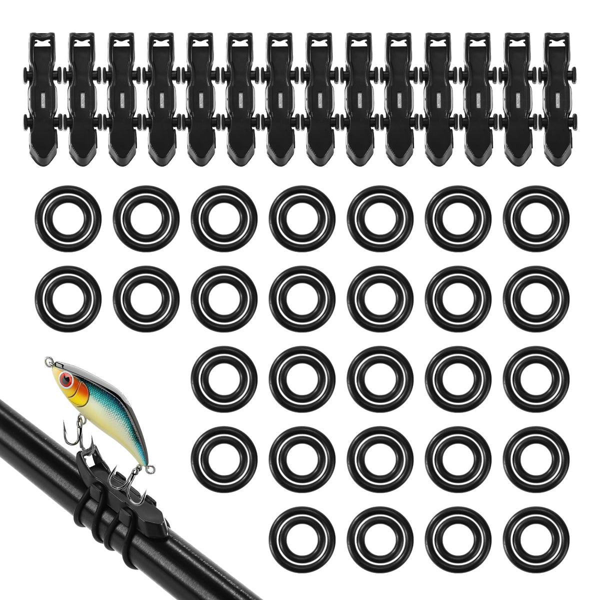 Magnetic Lure Hooker 14pcs set in black