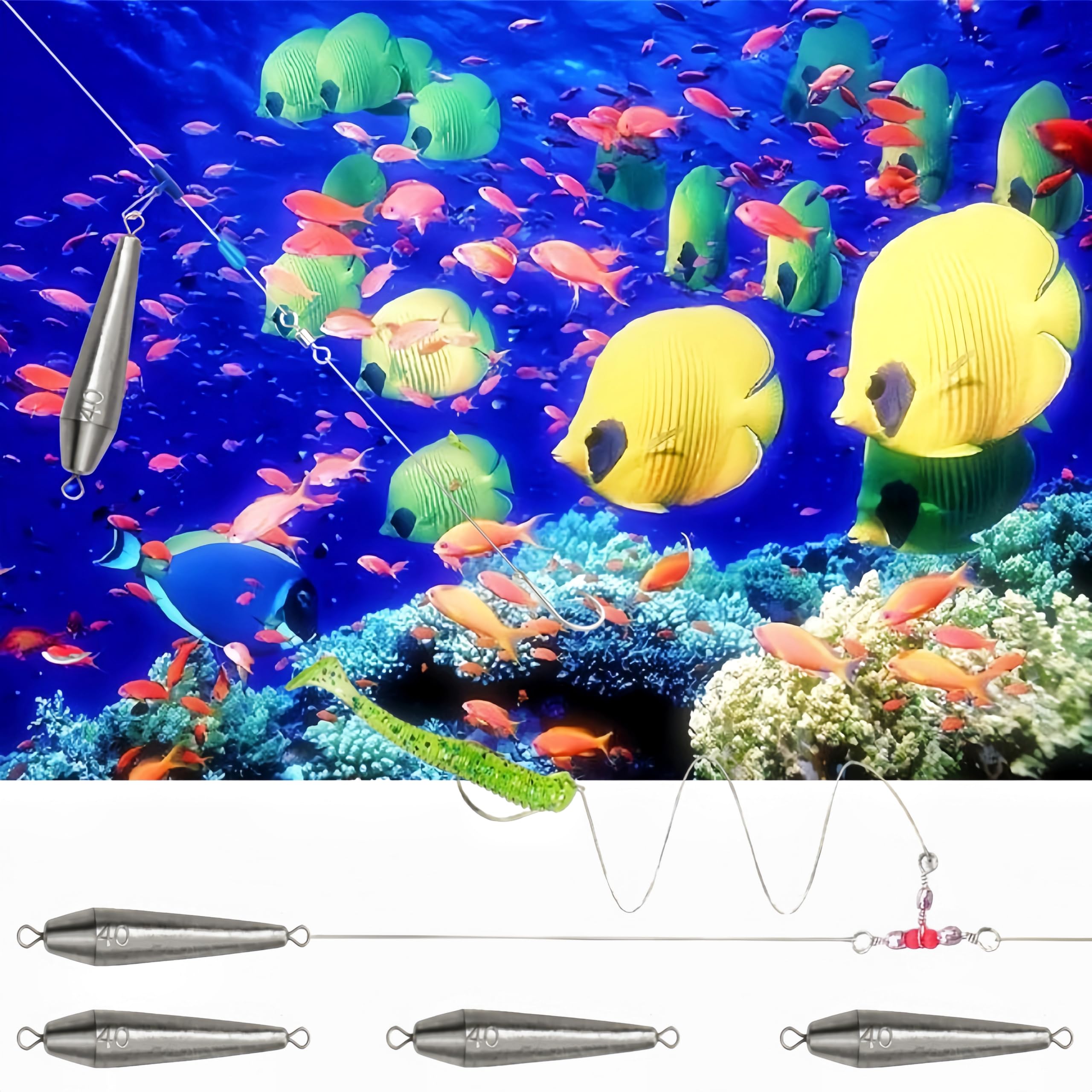 Double-ring weight attached to fishing line for trolling