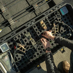 Close-up of GRID organizer components showing modular panels and blocks