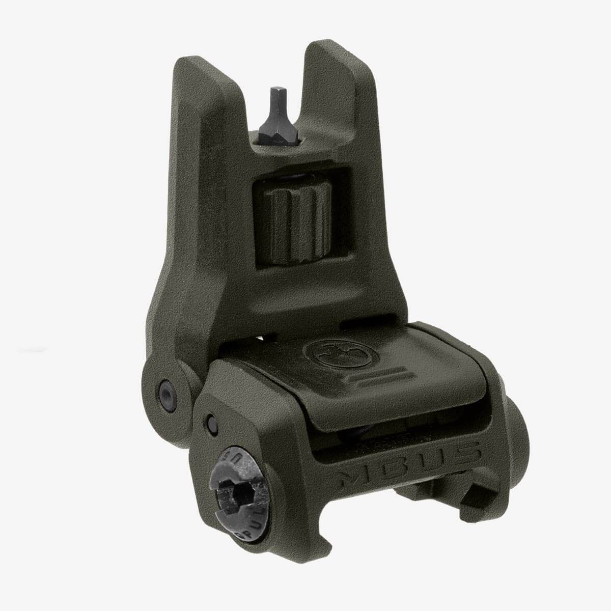 Magpul MBUS 3 front sight folded OD Green for compact backup reliability.