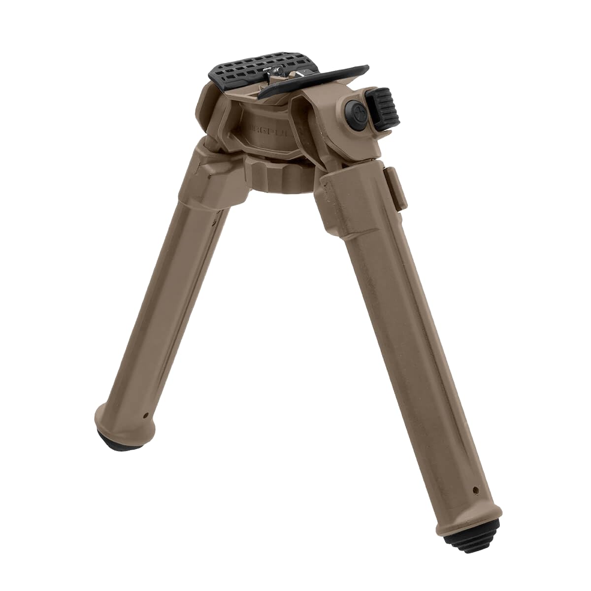Magpul MOE Bipod folded low-profile for field portability and quick readiness.