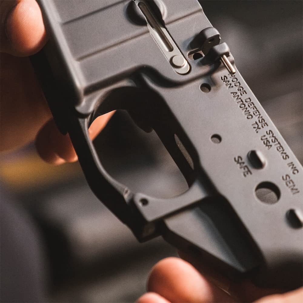 Magpul trigger guard with glove-friendly V shape supports cold weather use.