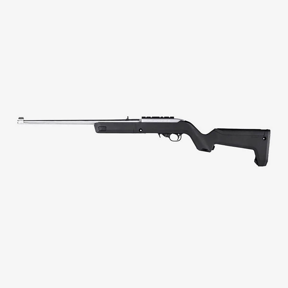 Magpul X-22 Backpacker stock with optic-height cheek risers for precise aiming.