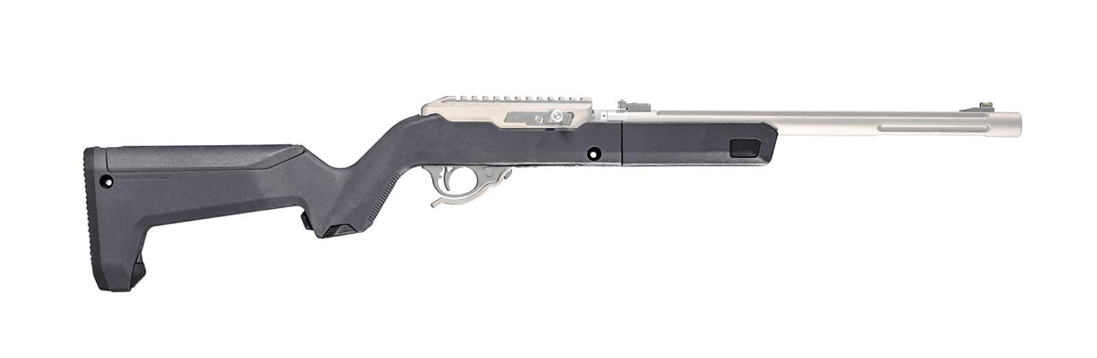 Magpul X-22 Backpacker stock on Ruger 10/22 Takedown in gray for compact carry