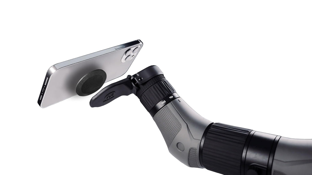 MAGVIEW S1-SYNC digiscoping setup ready for phone-to-scope imaging in the field