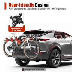 Mahugde adjustable straps and fixed slots keep bikes secure.