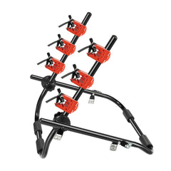 Mahugde foldable 3-bike rack folded, showcasing compact storage.