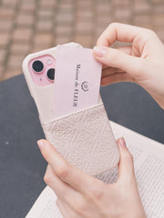 Maison de Fleur iPhone Case fleur monogram closeup highlighting stylish branding.