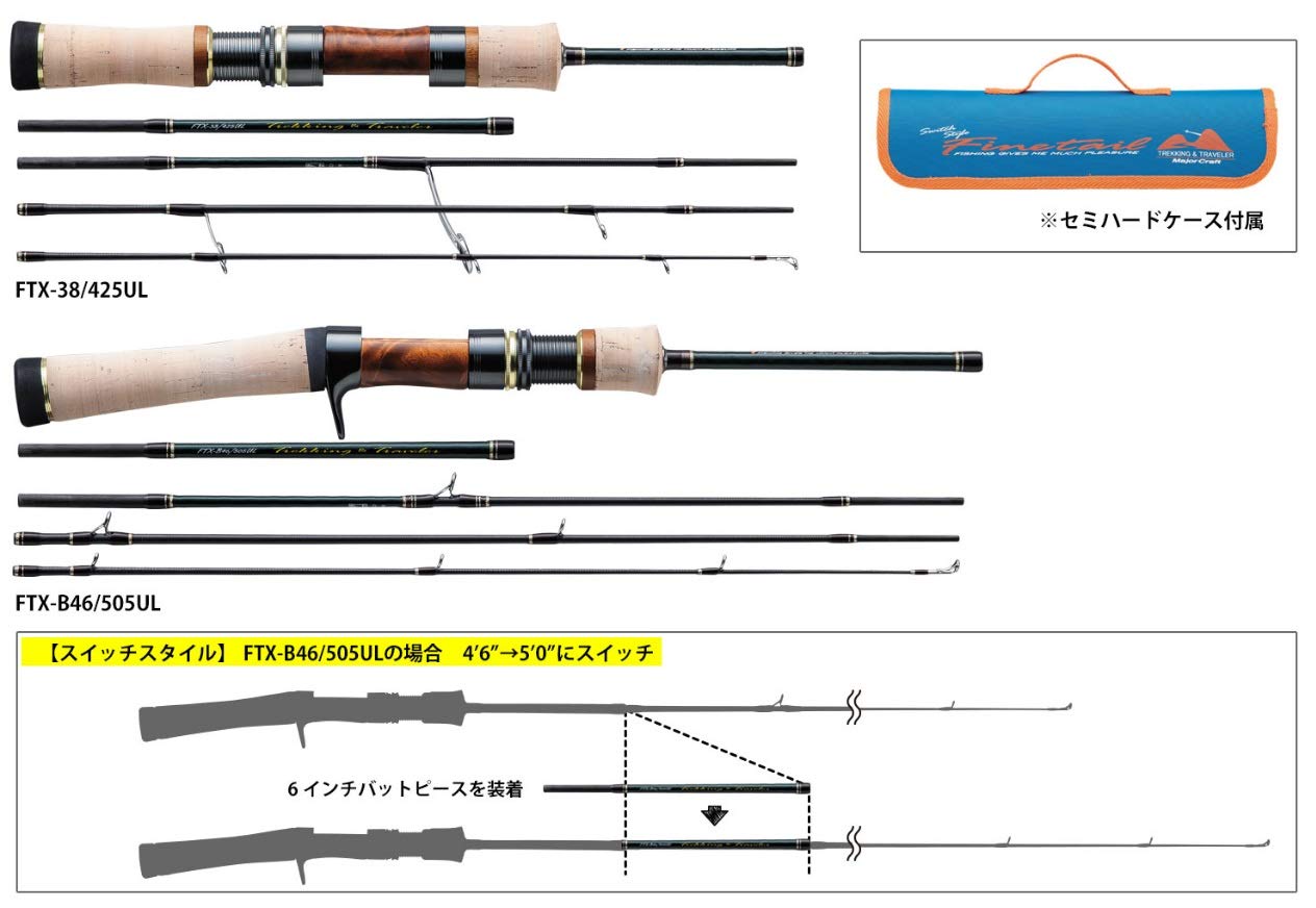 Major Craft Fine Tail Series Baitcast Rod rear grip highlights ergonomic comfort