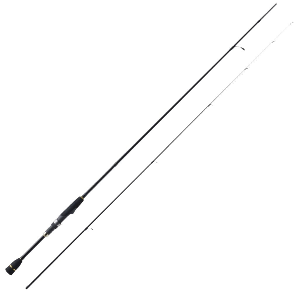 Major Craft First Cast FCS S762UL spinning rod assembly shows sensitive tip for finesse.