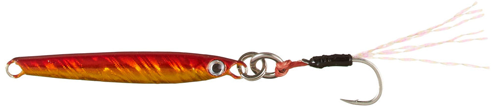 Major Craft Jig Jig Micro Slim JPMSL-1-5-3 red gold 0.06 oz, front view for ultra-light shore jigging