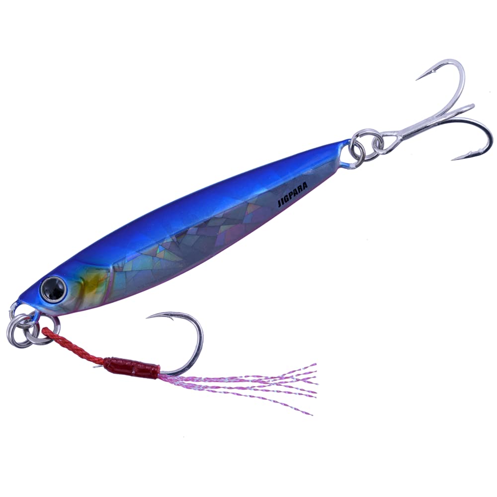 Major Craft Jigpara 60g Zebraglow color detail with lifelike Zebraglow flash in water.
