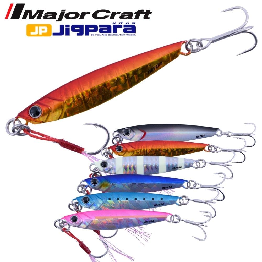 Major Craft Jigpara 60g Zebraglow side view shows a balanced, easy-to-control jigging profile.