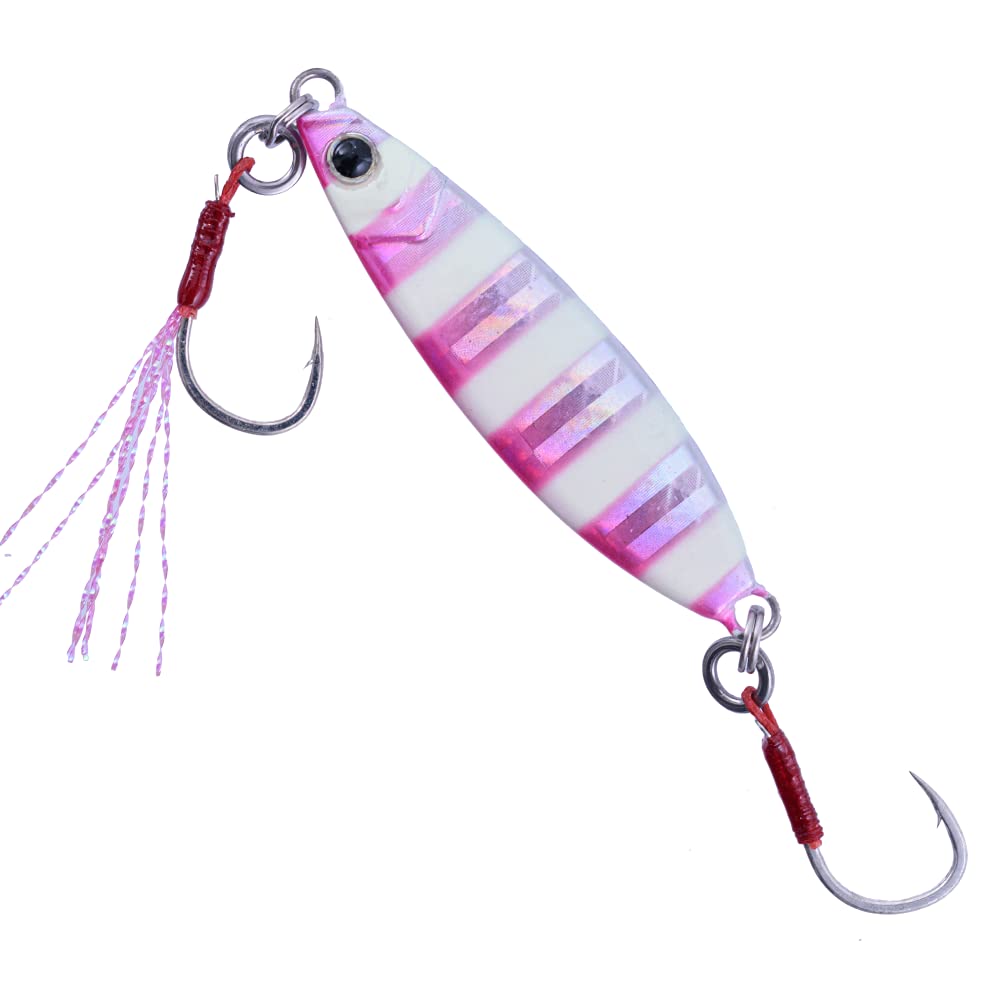Major Craft JPSLOW-15026 Zebra Pink vivid color boosts visibility in water.