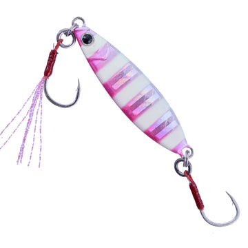 Major Craft JPSLOW-15026 Zebra Pink vivid color boosts visibility in water.