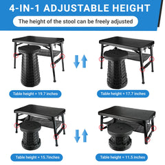Maliven sturdy table features four locks and durable PP+ABS construction for stability.