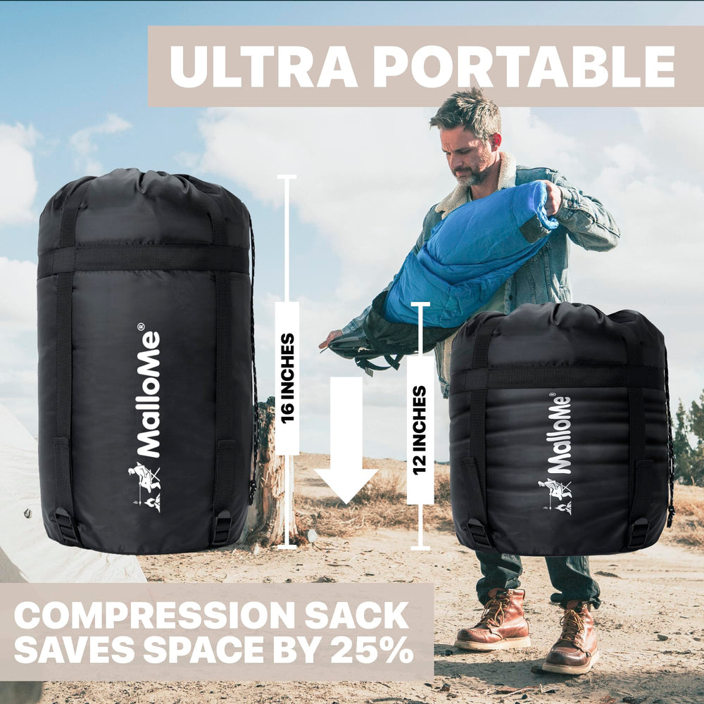 MalloMe sleeping bag interior with 3D fiber fill for warmth.