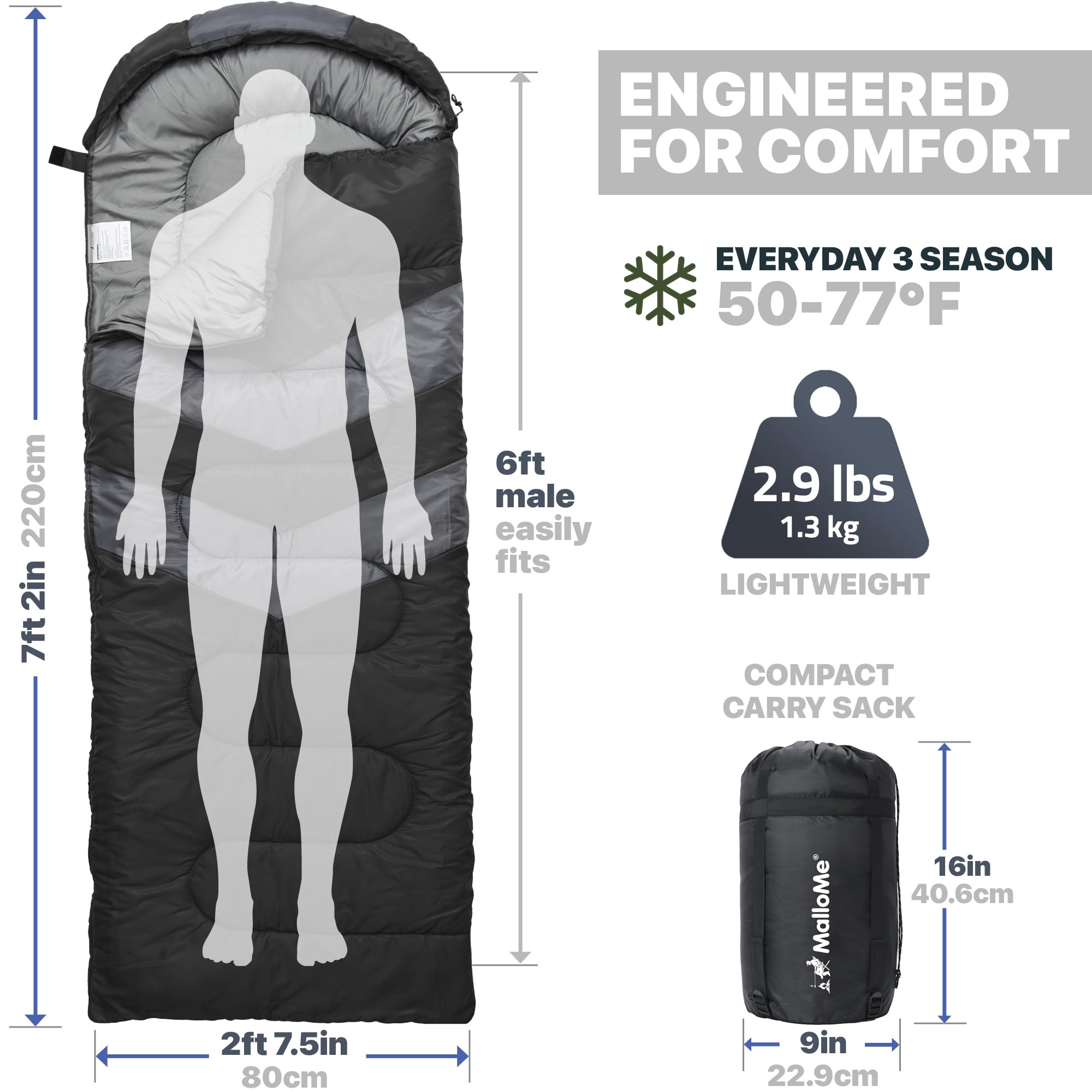 MalloMe sleeping bag kids vibrant colors ideal for family camping.