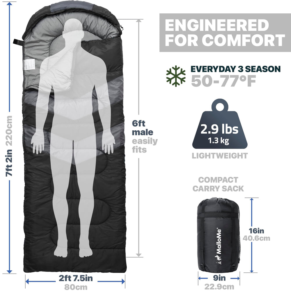 MalloMe sleeping bag kids vibrant colors ideal for family camping.