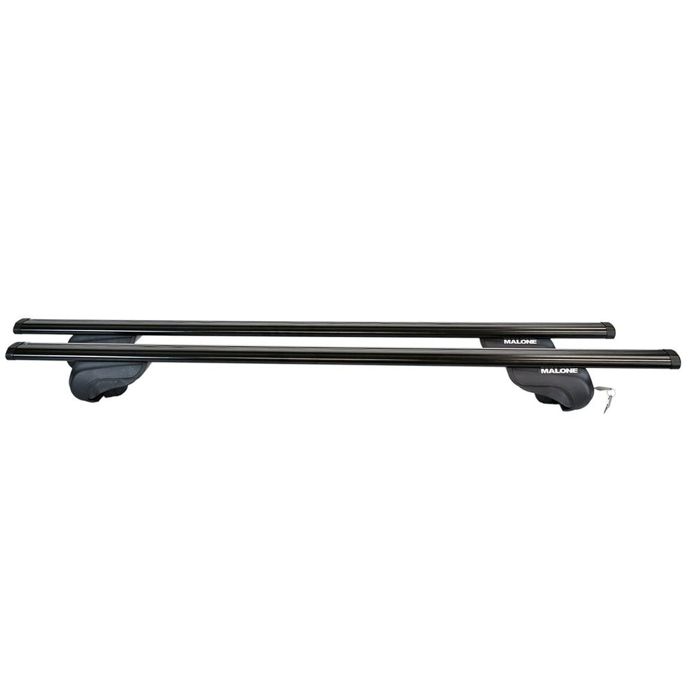 Malone AirFlow2 cross rail in black showing aerodynamic profile for quiet roof transport