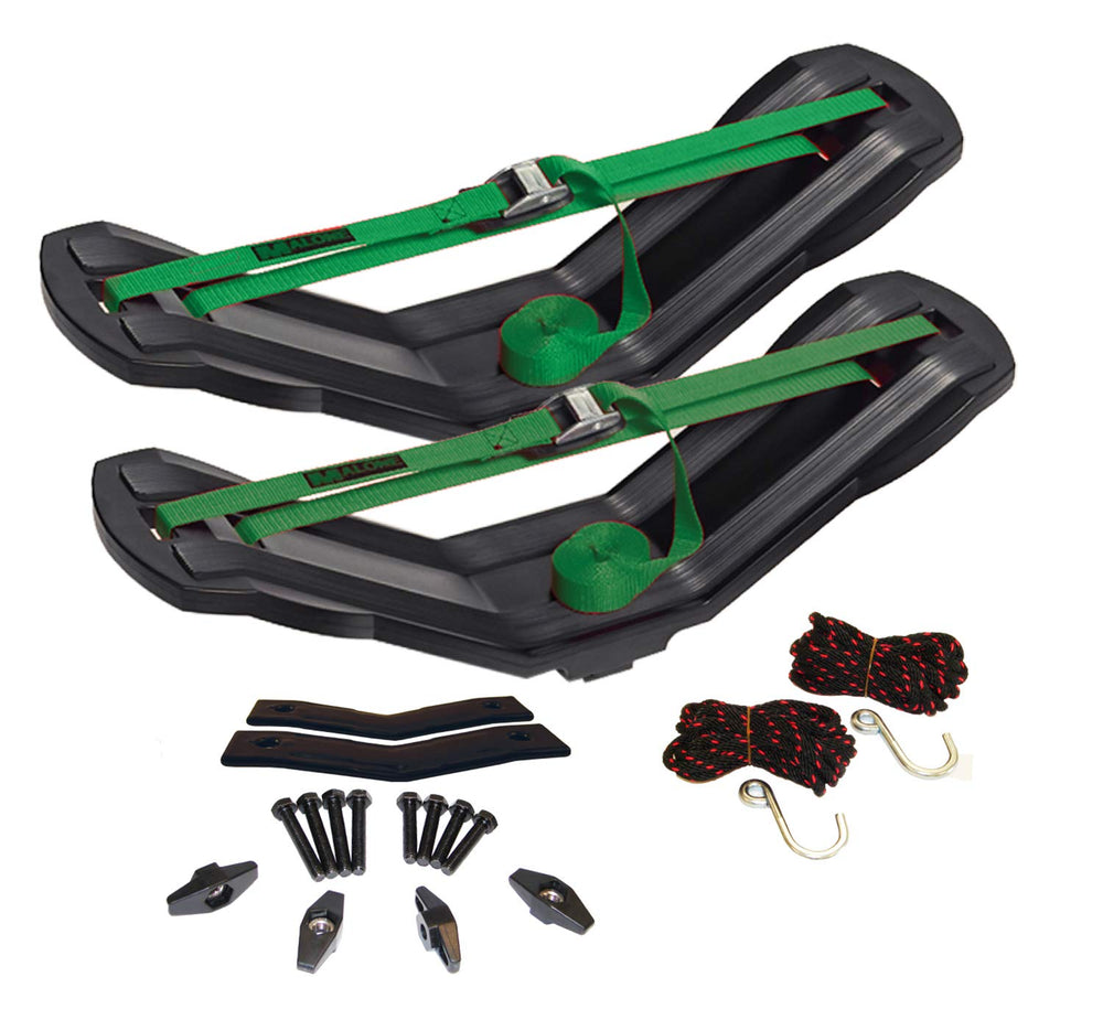 Malone Megawing reinforced V-style kayak carrier on crossbars, ideal for secure transport of wide kayaks