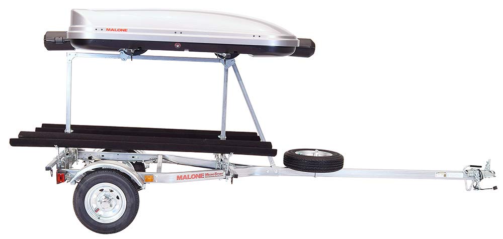 Malone MPG464-LBTB MicroSport LowBed trailer with two bunk carriers enables easy kayak transport.