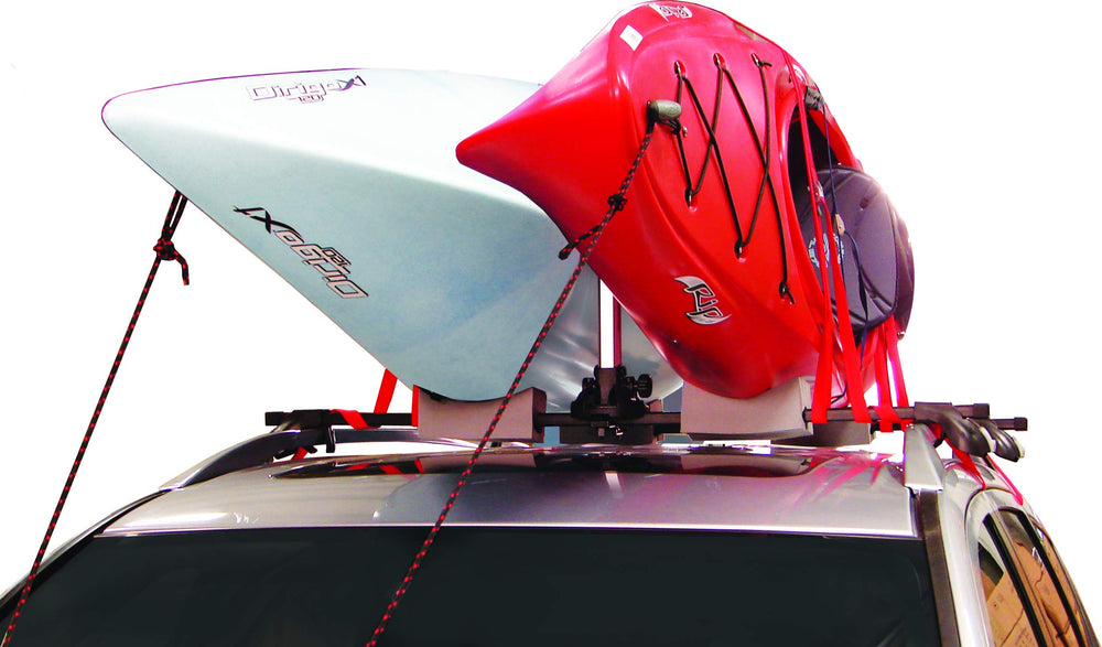 Malone Stax Pro2 folded-down rack reduces height for low clearance parking.