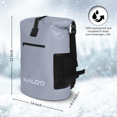 Maloo 30L backpack cooler side view highlights portable design and comfortable straps