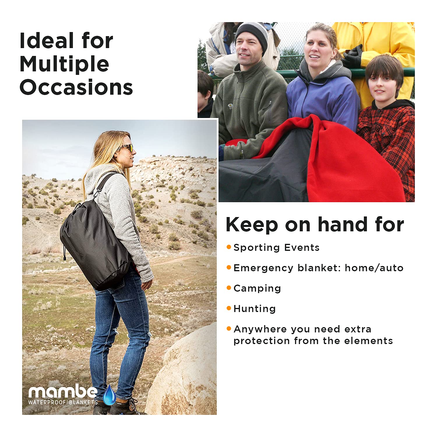 Mambe blanket compact stuff sack for portable camping and travel.