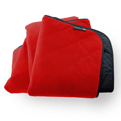 Mambe Super Extreme Blanket folded in red, ideal for travel and emergencies