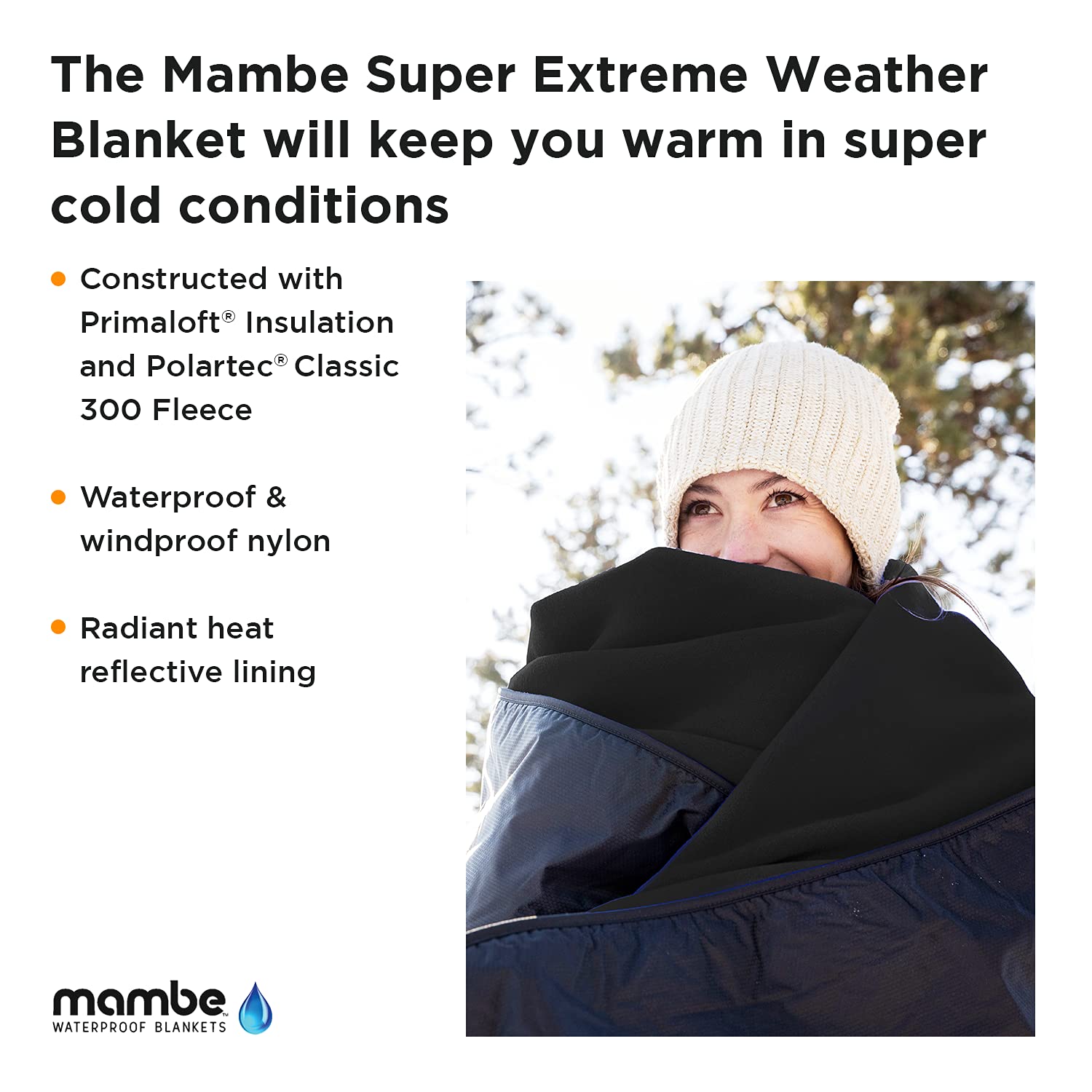 Mambe Super Extreme Blanket open red, showing large size for cold-weather comfort