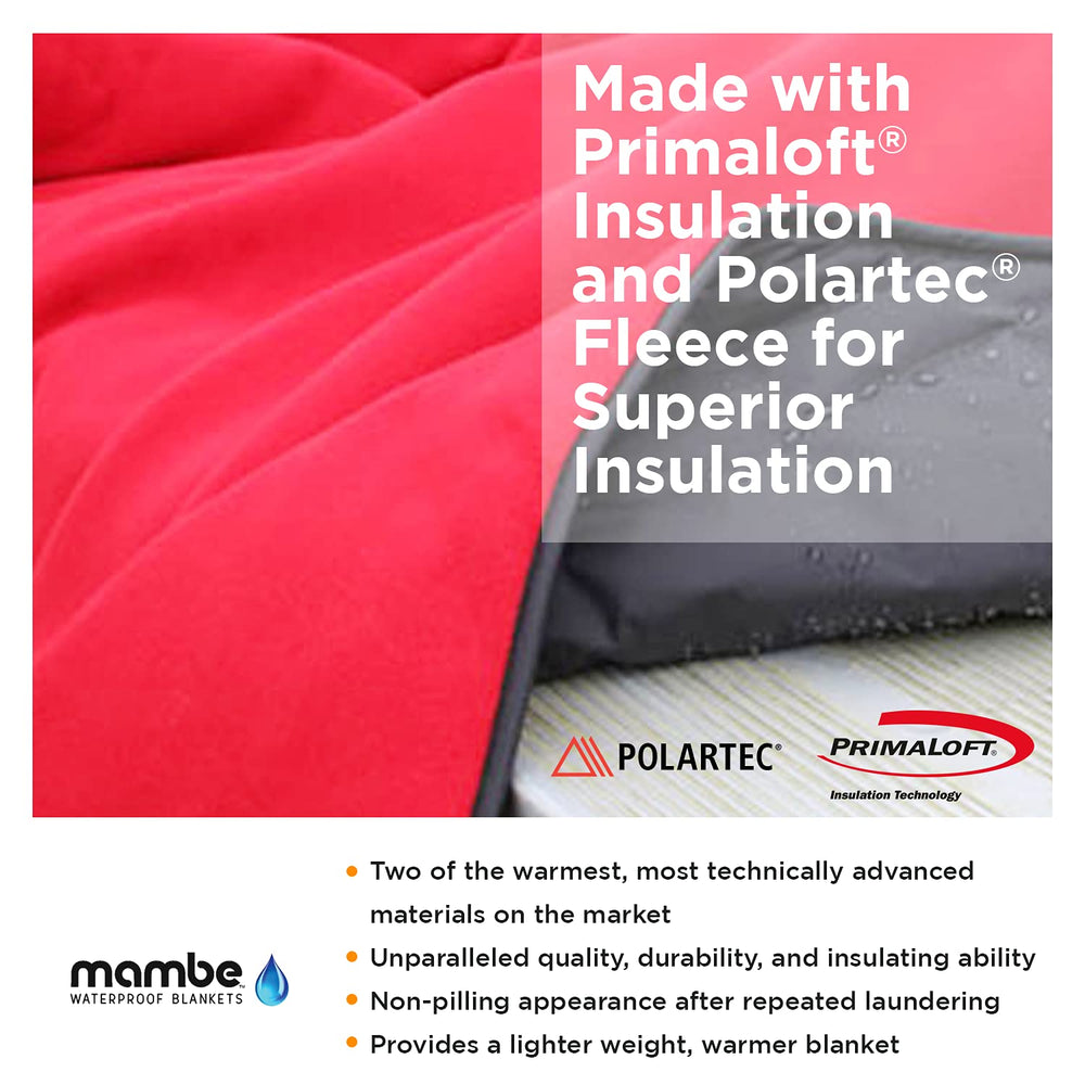 Mambe Super Extreme Blanket waterproof shell visible, windproof protection in harsh conditions