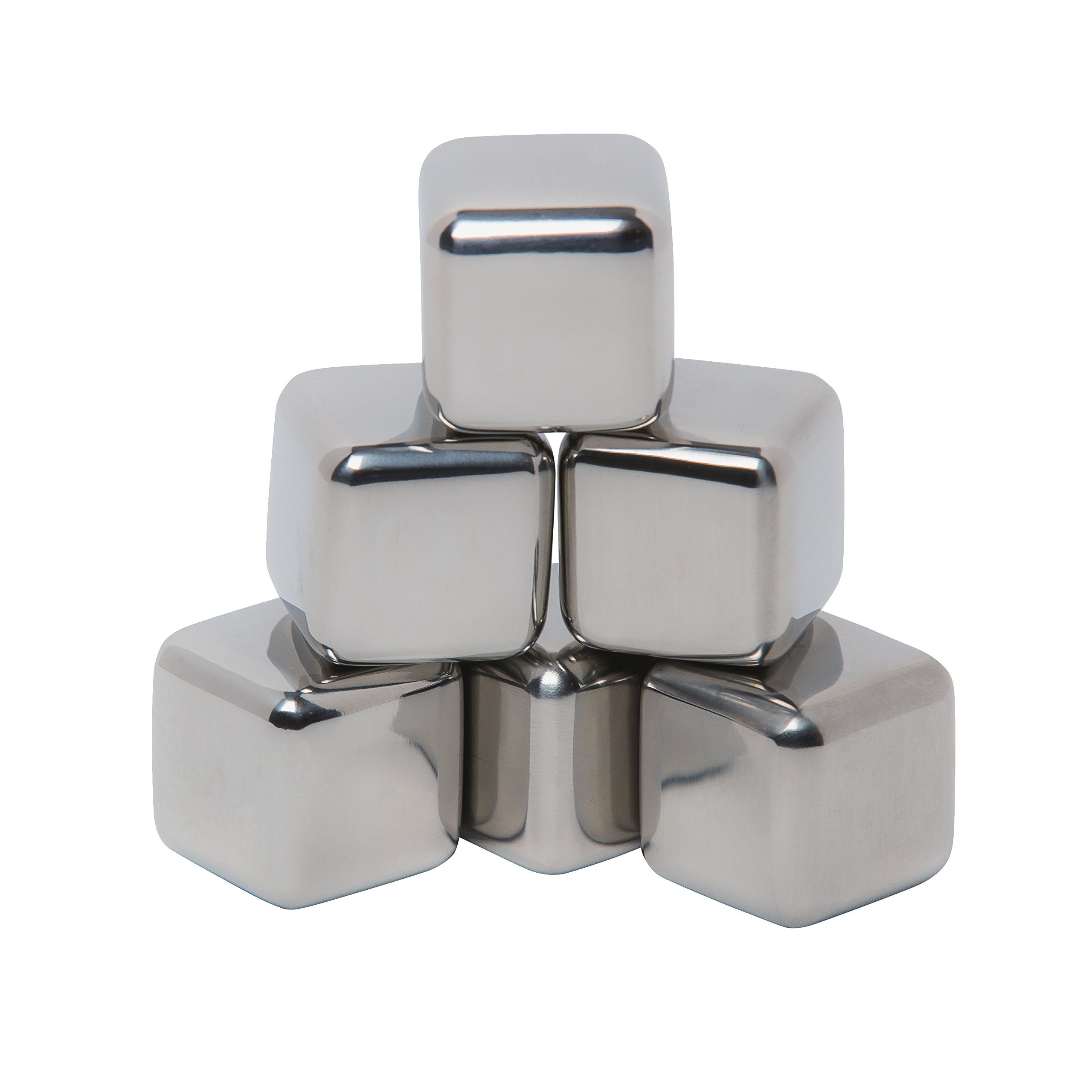 Mammoth Ice Bergs six stainless steel cubes cooling beverages without dilution for hours.