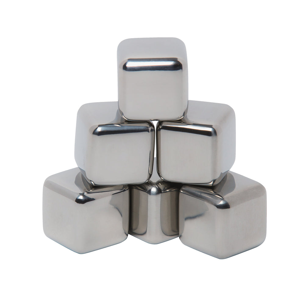Mammoth Ice Bergs six stainless steel cubes cooling beverages without dilution for hours.