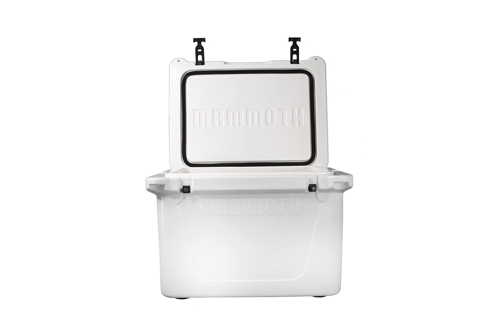 Mammoth Ranger 25 cooler lid open, showing spacious interior for drinks.