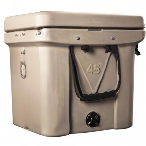 Mammoth Ranger 45 cooler tan color complements outdoor gear for beach and camping.