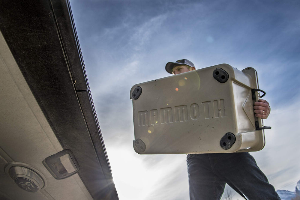 Mammoth Ranger 65 lid open showing secure closure design.