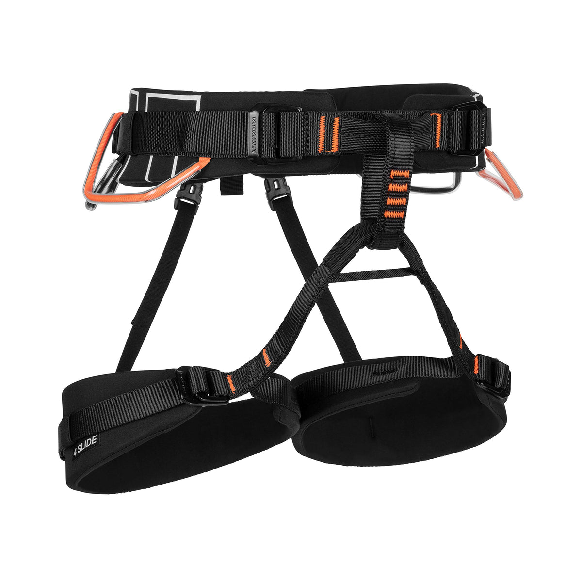 Mammut 4 Slide harness shows quick hip buckle adjustment for a secure climb