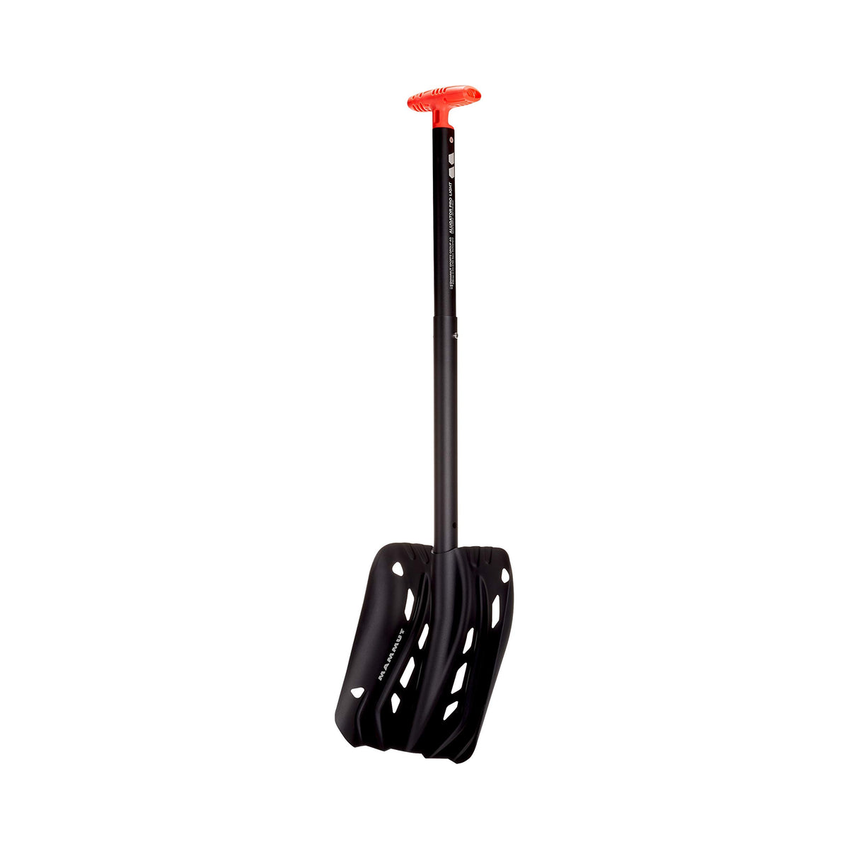Mammut Alugator Pro Light shovel in black with a hardened blade for reliable snow clearing