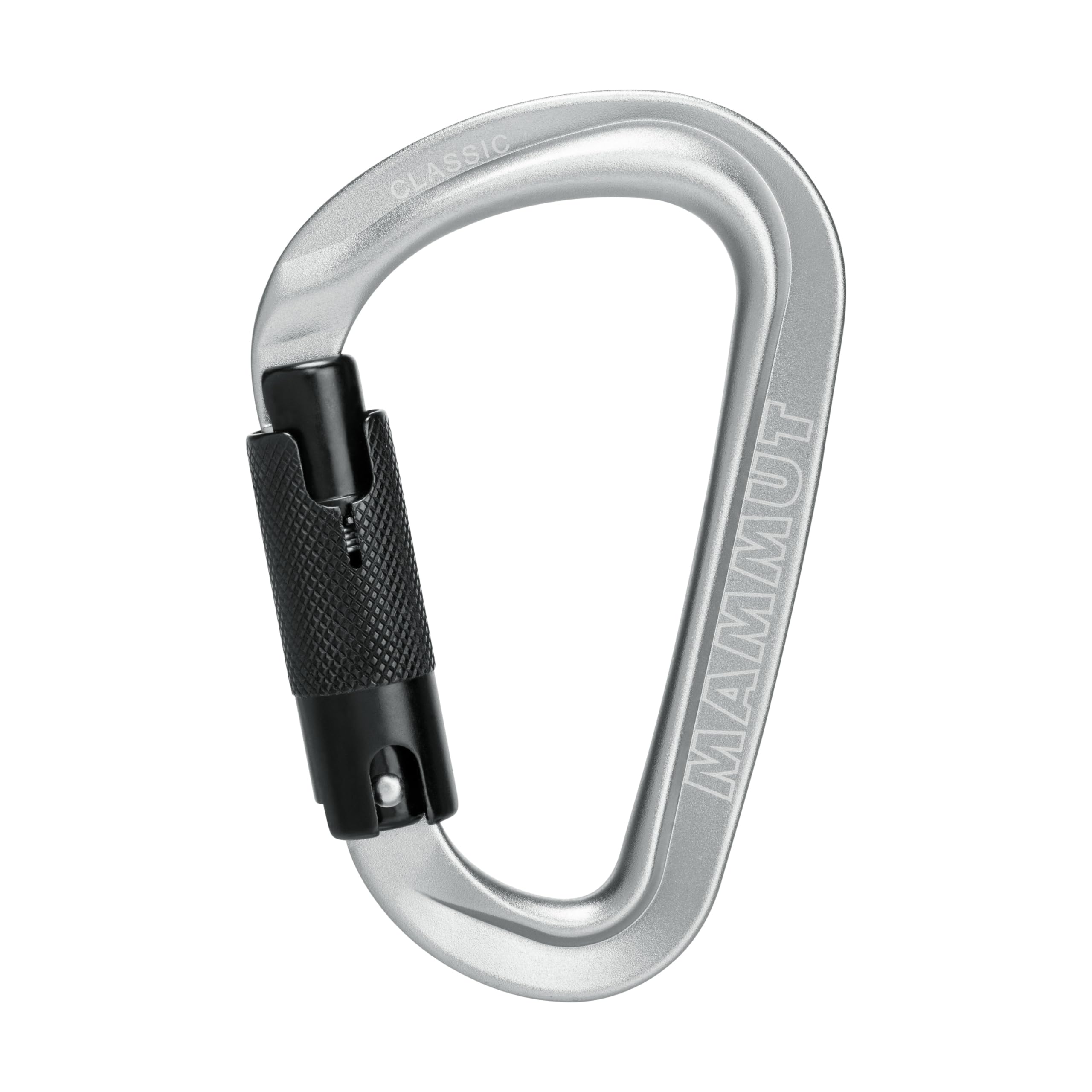 Mammut Classic HMS TwistLock Plus carabiner, front-angled view, ideal for belay station setup