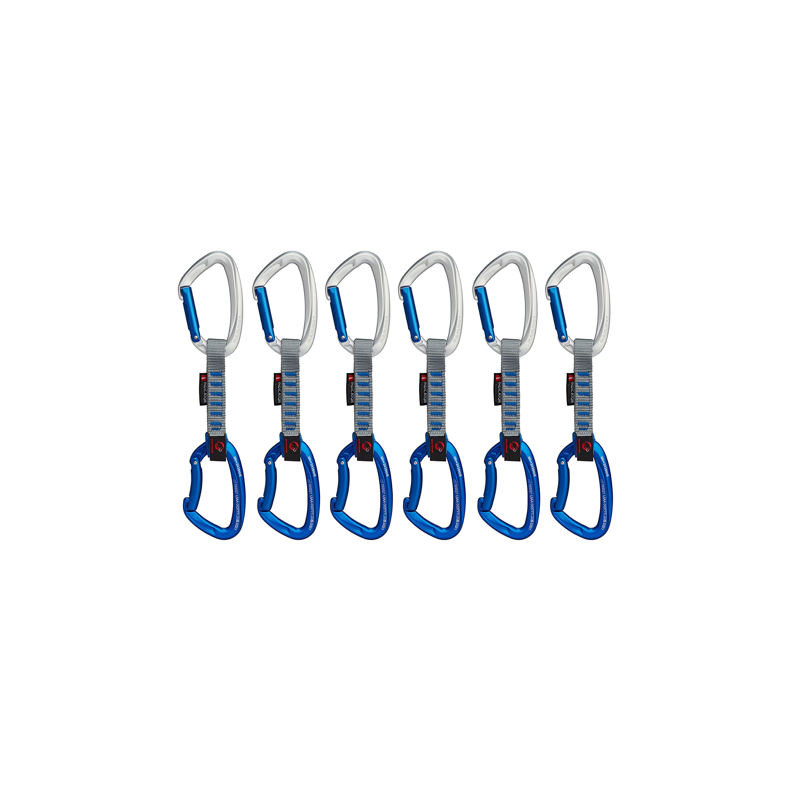 Mammut Crag Keylock Indicator quickdraws assembled for easy clipping