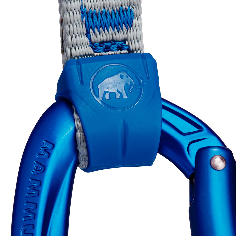 Mammut Crag quickdraw lower carabiner close-up showing protector