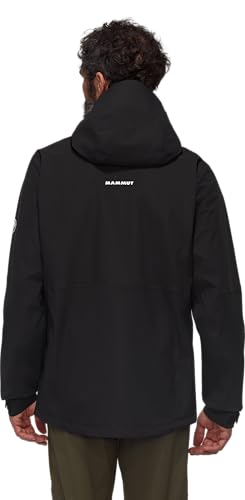 Mammut Linard Guide HS Hooded Jacket back view highlights a protective silhouette for rugged trails.