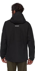 Mammut Linard Guide HS Hooded Jacket back view highlights a protective silhouette for rugged trails.