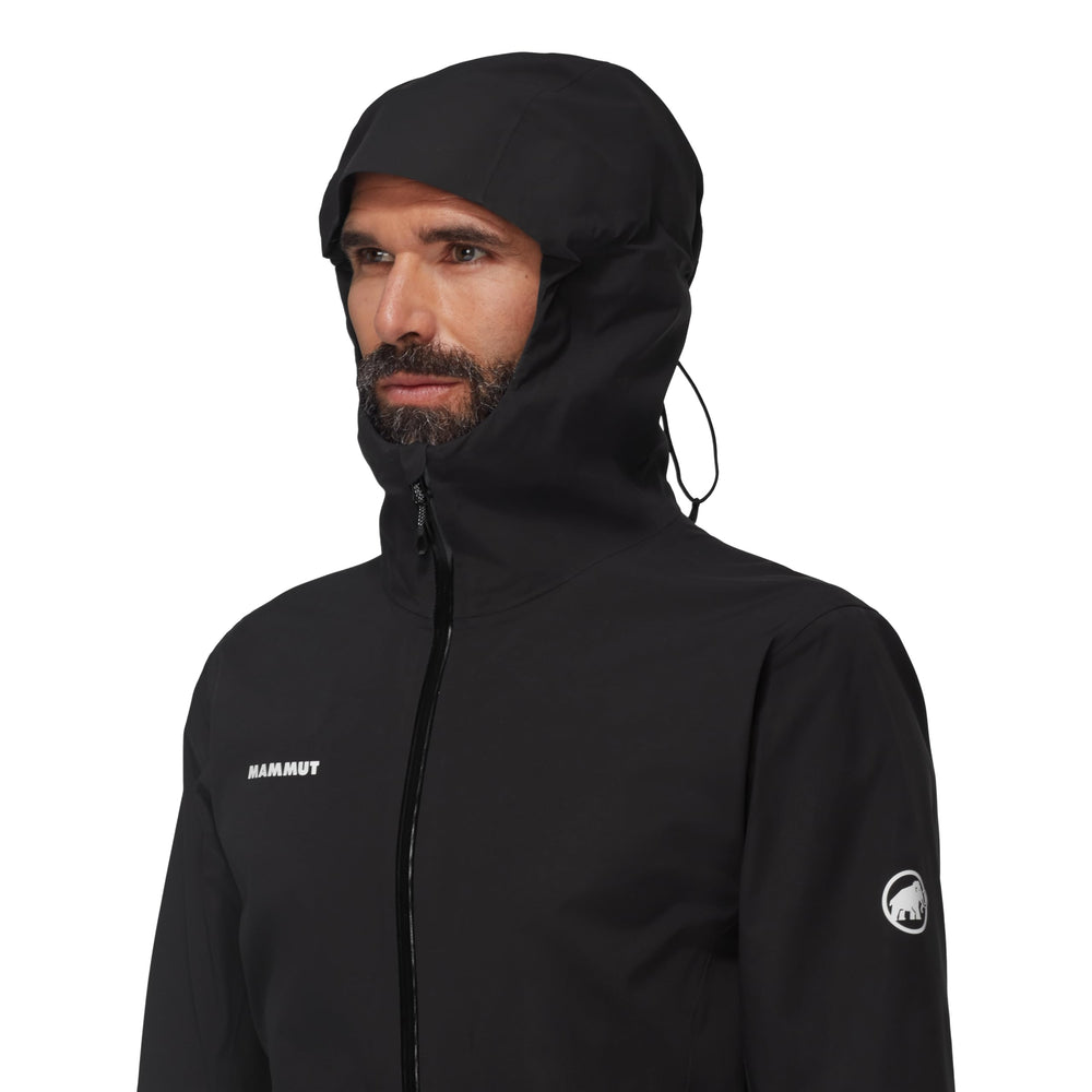 Mammut Linard Guide HS Hooded Jacket Bluesign recycled fabric close-up.