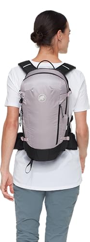Mammut Lithium 15 Women's Backpack rain cover stored, weather-ready design.