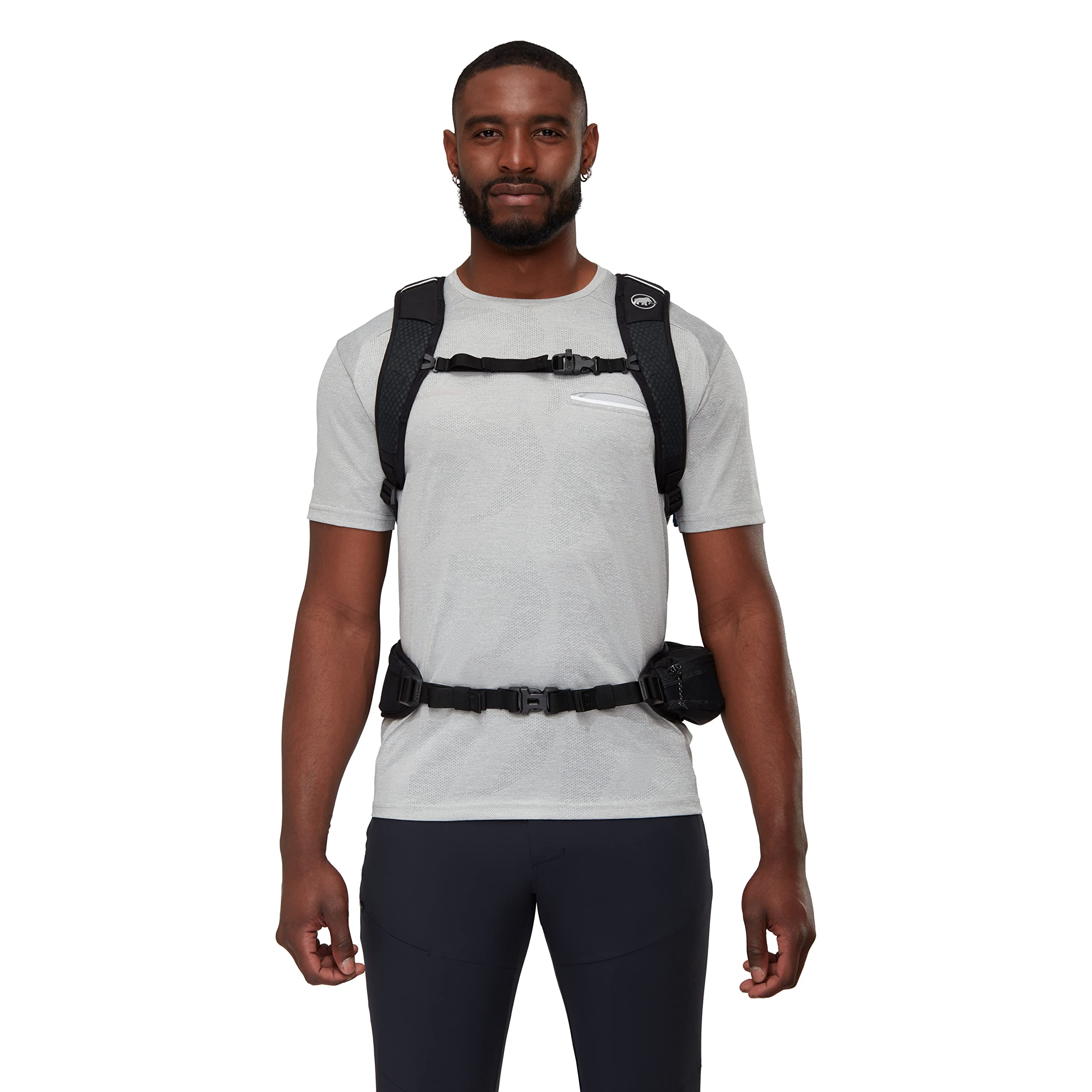 Mammut Lithium 30 trekking pole carrier for easy stowage.