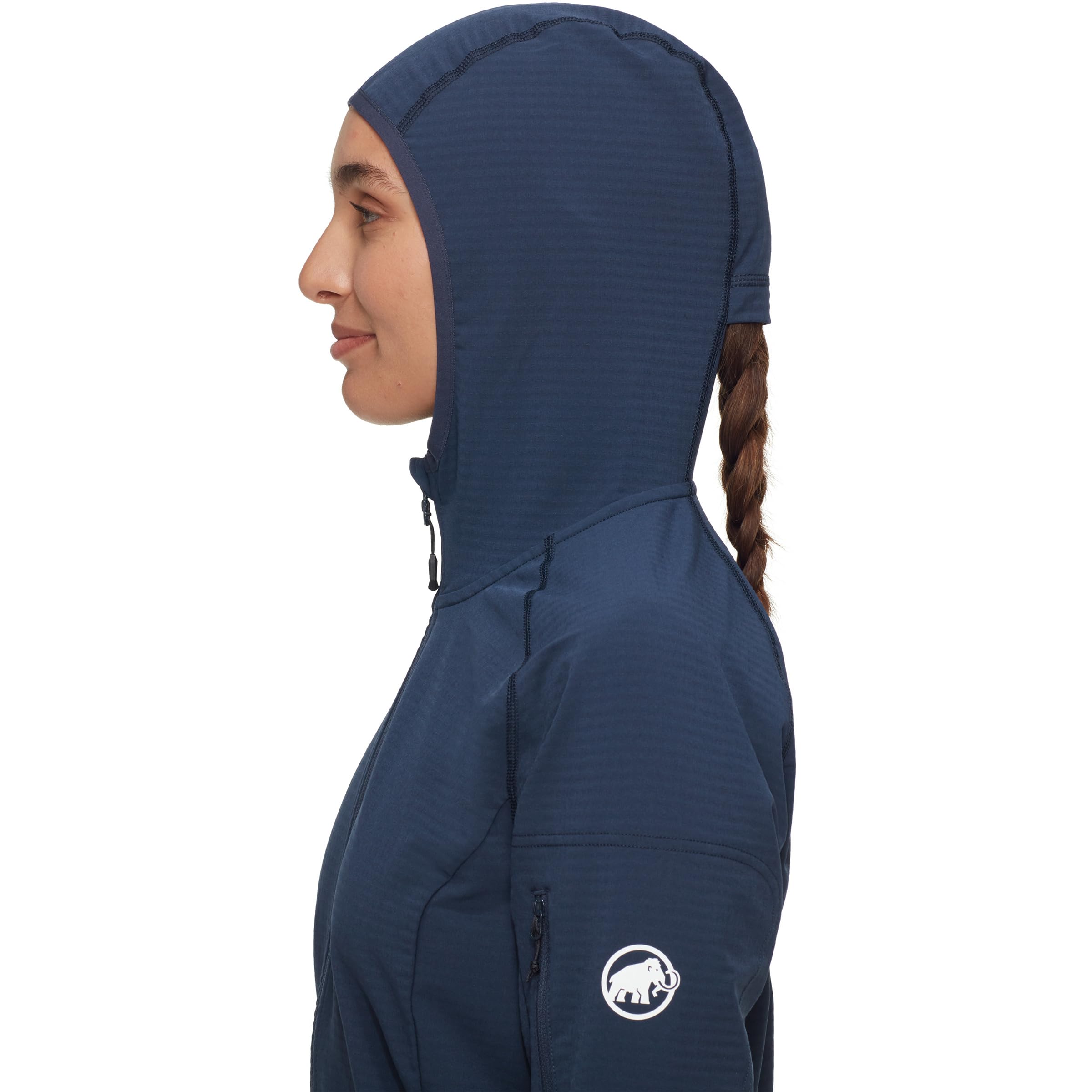 Mammut Madris Light Hooded Jacket cuff detail enhances mobility.